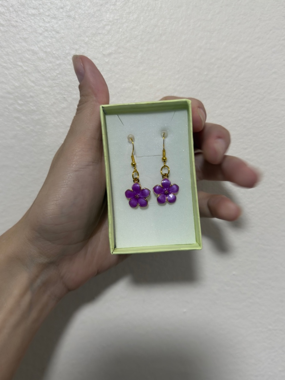Purple Flower Drop Earrings - Unbranded